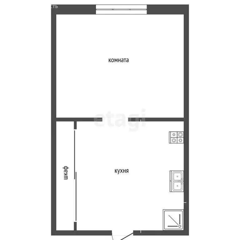 1к в -комнатной квартире (19.3 м) - Фото 1