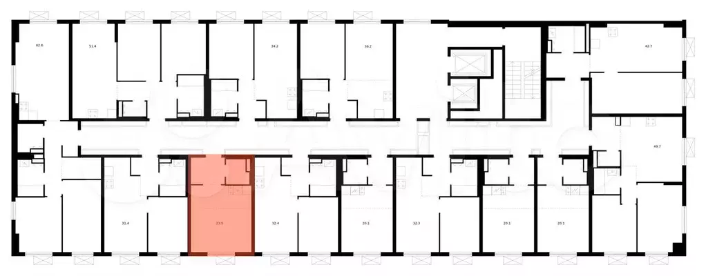 Квартира-студия, 23,5 м, 6/15 эт. - Фото 1