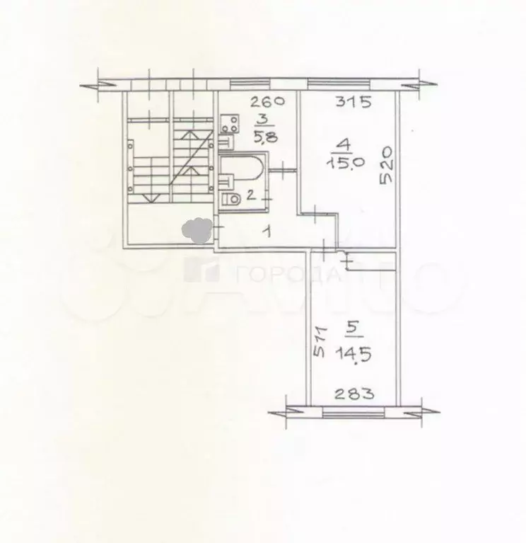 2-к. квартира, 43,9 м, 1/5 эт. - Фото 0