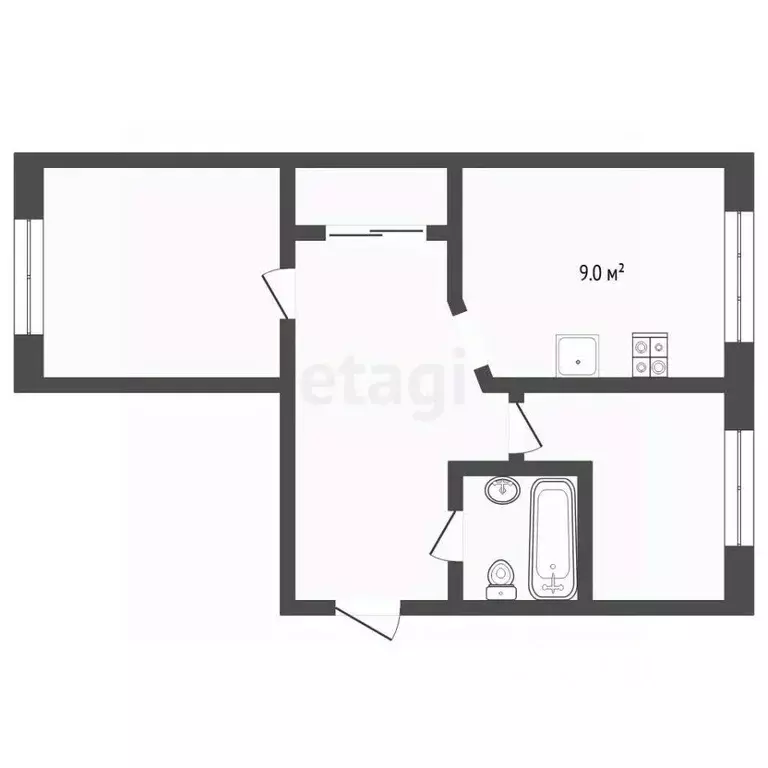 2-к кв. Тюменская область, Тюмень ул. Республики, 158 (43.0 м) - Фото 1