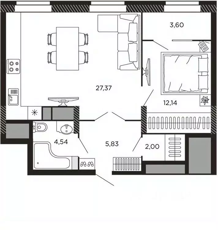 1-к кв. Рязанская область, Рязань ул. Есенина (55.48 м) - Фото 1