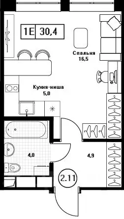 Студия Московская область, Пушкино Пушкино Град жилой комплекс, к2 ... - Фото 1