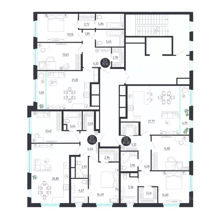 2-к кв. Тульская область, Тула  (75.91 м) - Фото 1