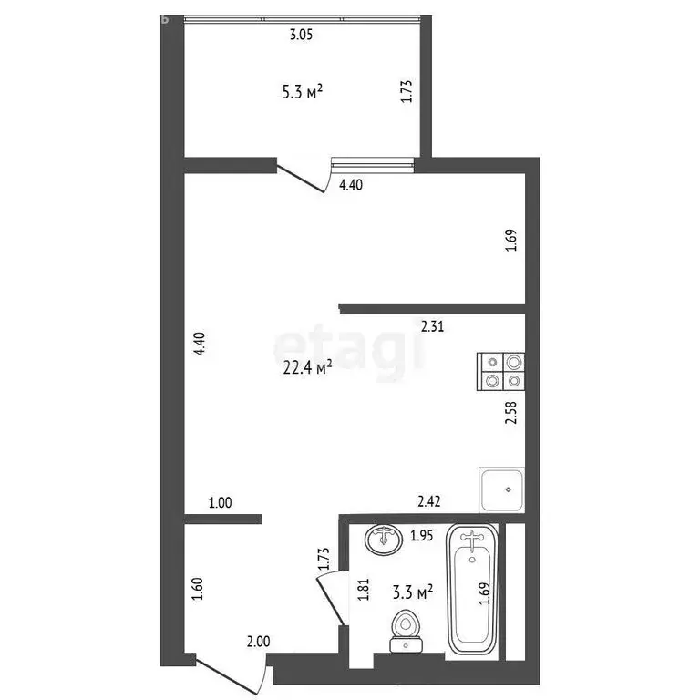 Квартира-студия: Анапа, улица Кирова, 84 (31 м) - Фото 1