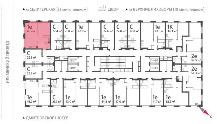 1-к. квартира, 45,2 м, 28/32 эт. - Фото 1