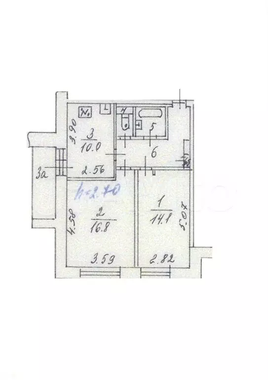 2-к. квартира, 55,5 м, 13/14 эт. - Фото 0