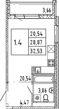 Студия Ленинградская область, Всеволожский район, пос. Бугры ул. ... - Фото 1