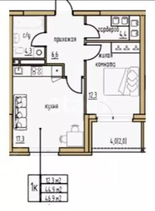 1-комнатная квартира: Пермь, Екатерининская улица, 10 (46.9 м) - Фото 1