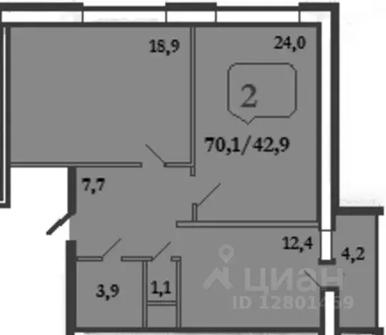 2-к кв. Тульская область, Новомосковск Молодежная ул., 12А (71.2 м) - Фото 1