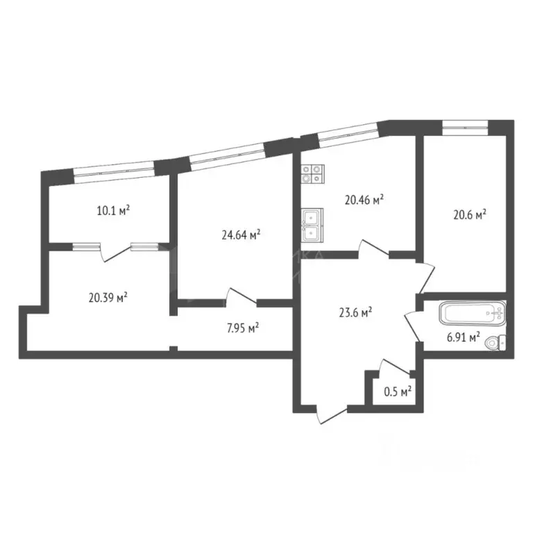 3-к кв. Тюменская область, Тюмень ул. Максима Горького, 90 (127.0 м) - Фото 1