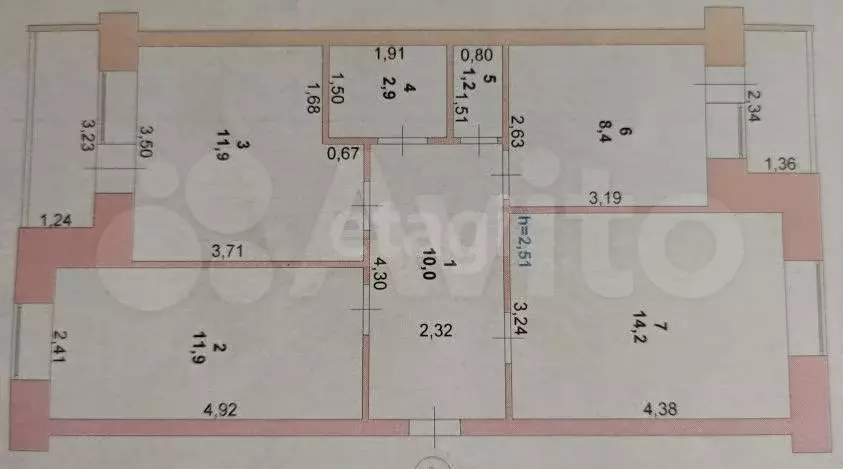 3-к. квартира, 64 м, 5/5 эт. - Фото 0