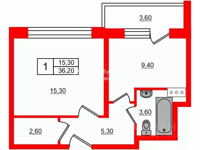 1-к кв. Санкт-Петербург Лиговский просп., 271 (36.2 м) - Фото 1