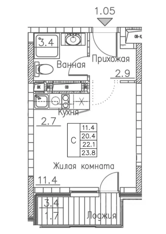 Студия Приморский край, Владивосток ул. Расула Гамзатова, 7к1 (23.8 м) - Фото 0