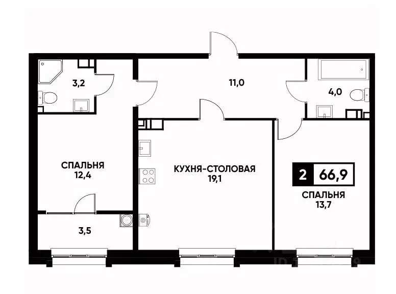 1-к кв. Ставропольский край, Ставрополь ул. Андрея Голуба, 14 (66.9 м) - Фото 0