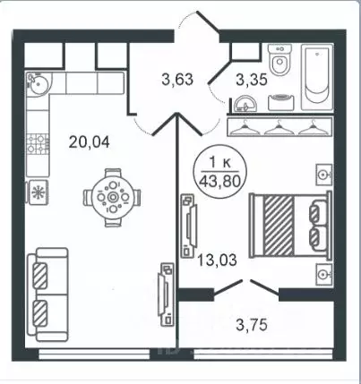 1-к кв. Тверская область, Тверь Южный мкр,  (43.8 м) - Фото 2