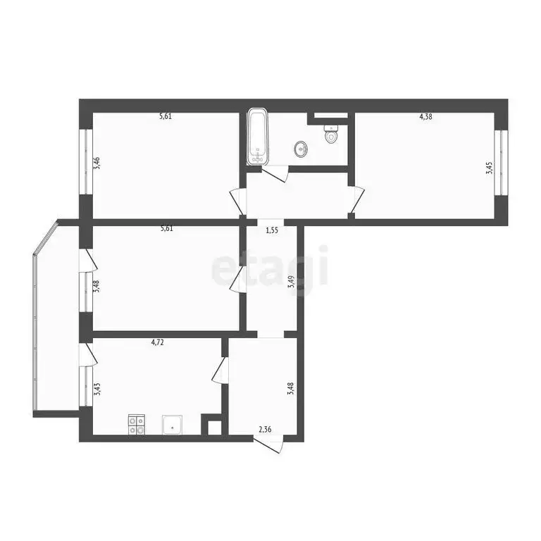 3-комнатная квартира: Тюмень, улица Московский Тракт, 143к1 (93 м) - Фото 1
