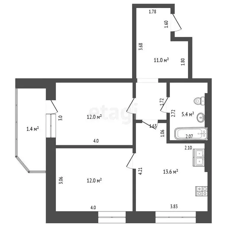2-комнатная квартира: Новый Уренгой, район Северная Жилая Часть, ... - Фото 1