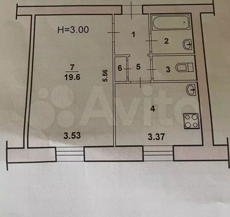 1-к. квартира, 37 м, 1/3 эт. - Фото 0