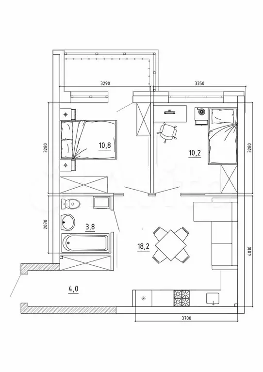 2-к. квартира, 51,5 м, 3/8 эт. - Фото 0