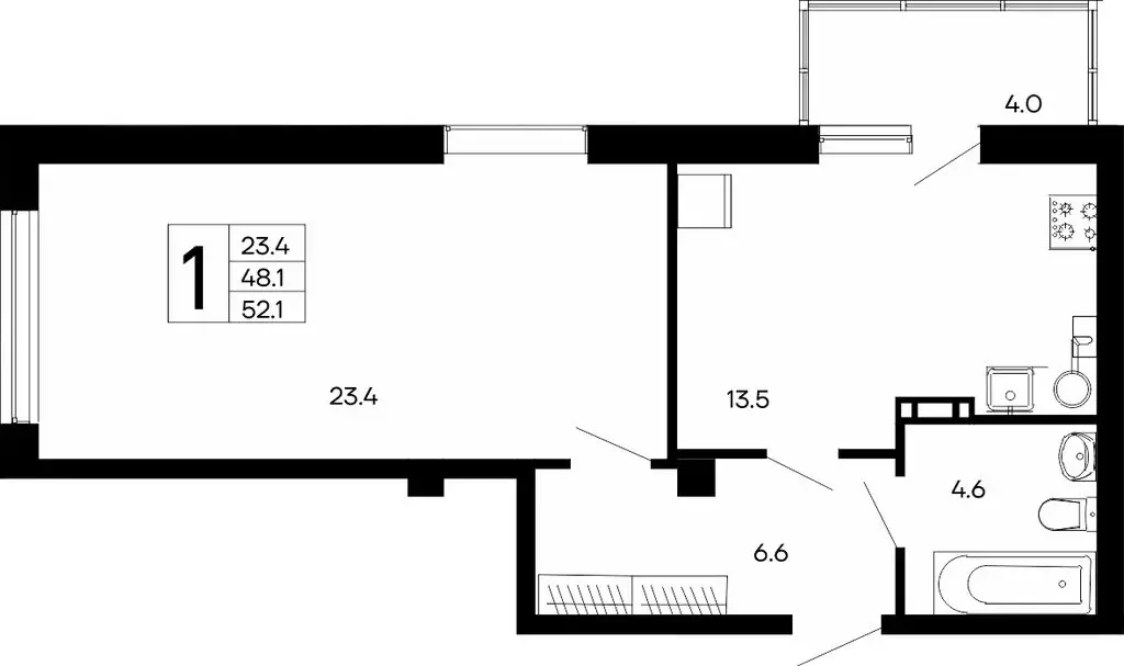 1-комнатная квартира: Феодосия, ш. Симферопольское (52.1 м) - Фото 0