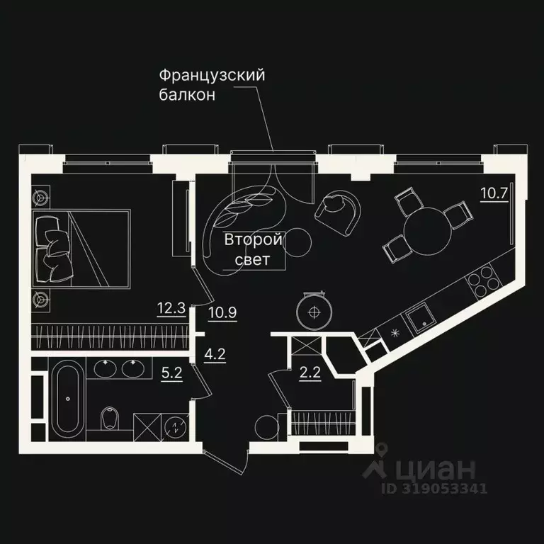 2-к кв. Тюменская область, Тюмень ул. Щербакова, 2к3 (45.41 м) - Фото 0