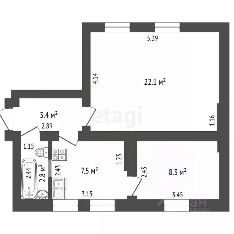 2-к кв. Калининградская область, Калининград Советский просп., 105 ... - Фото 2