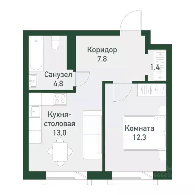 1-к кв. Челябинская область, Челябинский городской округ, пос. ... - Фото 0
