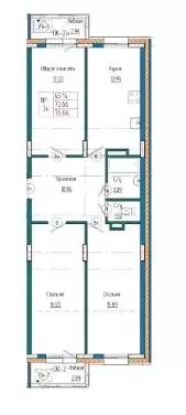 Квартира, 3 комнаты, 77.29 м - Фото 0