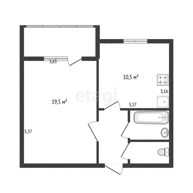 1-комнатная квартира: Воронеж, Московский проспект, 117В (38.5 м) - Фото 1
