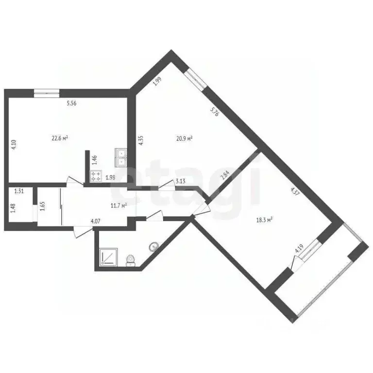 2-к кв. Тюменская область, Тюмень Солнечный проезд, 3 (78.0 м) - Фото 1