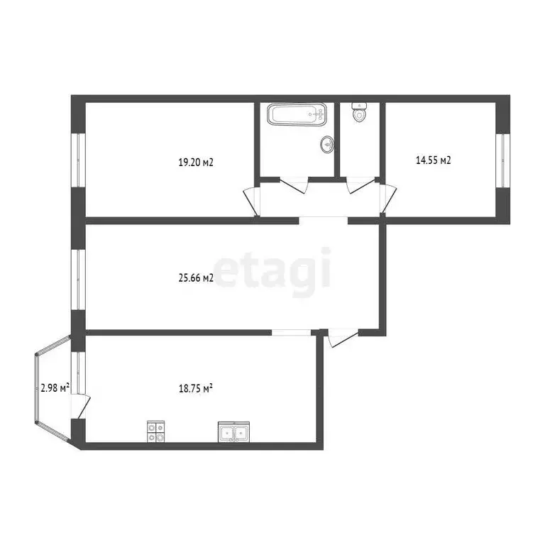 3-комнатная квартира: Тюмень, улица Александра Митинского, 3 (86.7 м) - Фото 1