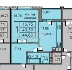 1-комнатная квартира: Калуга, Минская улица, 2 (44.66 м) - Фото 1