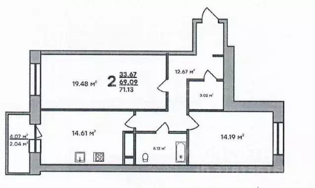 2-к кв. Владимирская область, Владимир ул. Нижняя Дуброва, 49А (71.13 ... - Фото 0