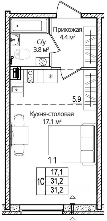Студия Псковская область, Псковский муниципальный округ, д. Борисовичи ... - Фото 1