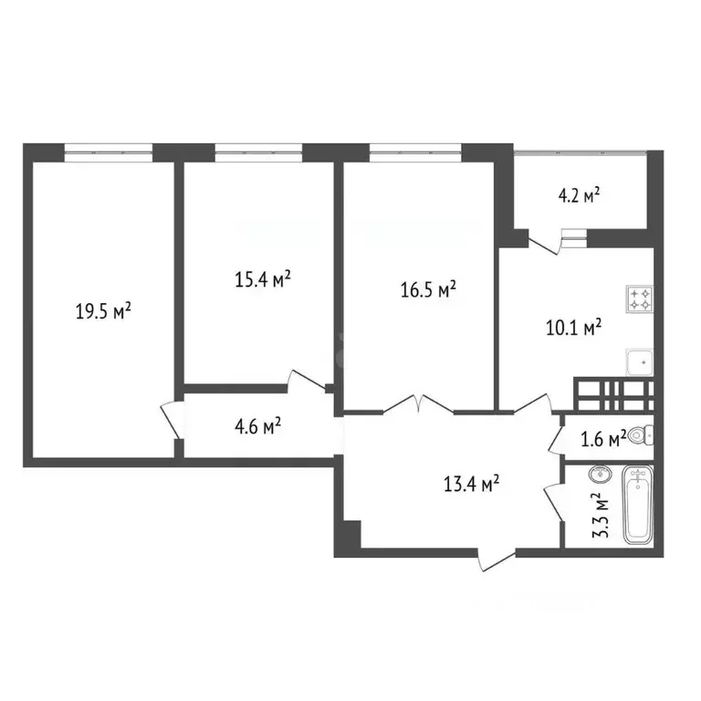 3-к кв. Красноярский край, Красноярск Взлетка мкр, ул. Батурина, 38 ... - Фото 2
