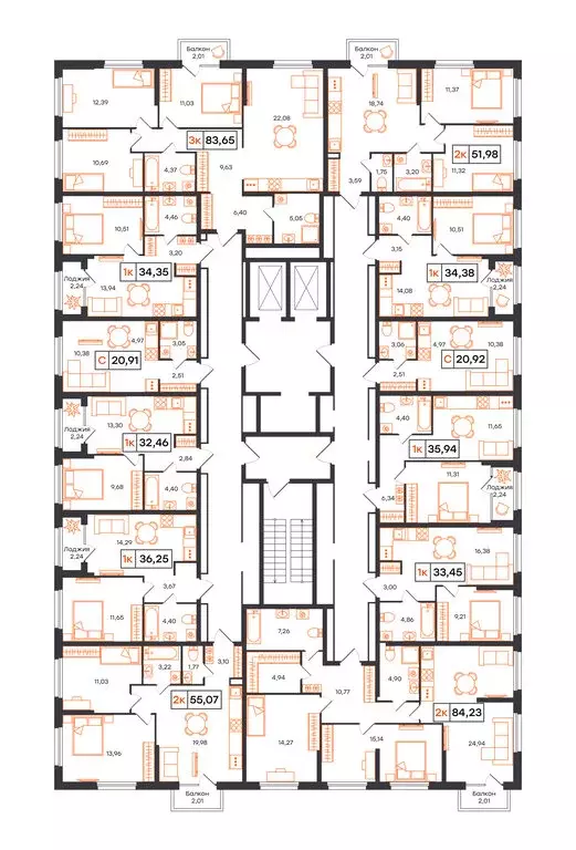 1-комнатная квартира: Тюмень, Полевая улица, 117к13 (33.45 м) - Фото 2