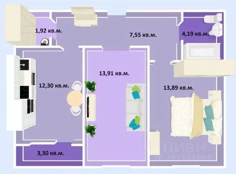 2-к кв. Омская область, Омск ул. Завертяева, 18к11 (57.06 м) - Фото 1