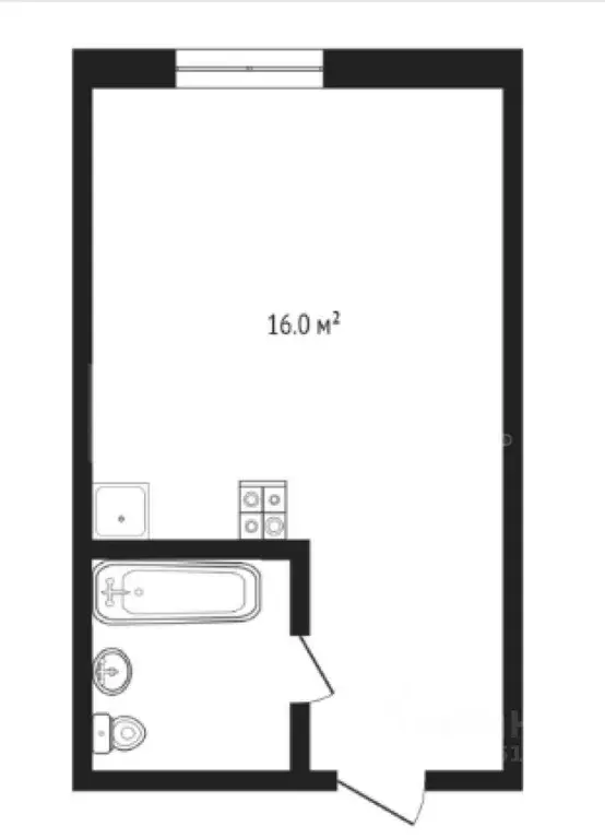 Студия Тюменская область, Тюмень ул. Бабарынка, 65 (17.0 м) - Фото 1