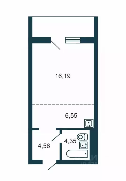 Студия Новосибирская область, Новосибирск Дачная ул., 5 (35.5 м) - Фото 2
