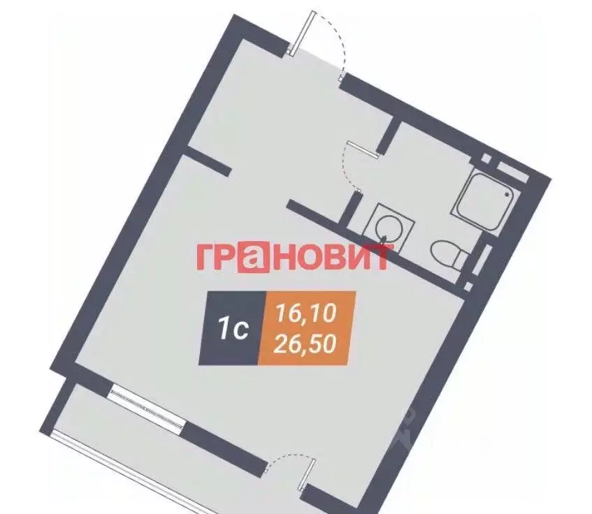Студия Новосибирская область, Новосибирск ул. Ленина, 85 (26.2 м) - Фото 1