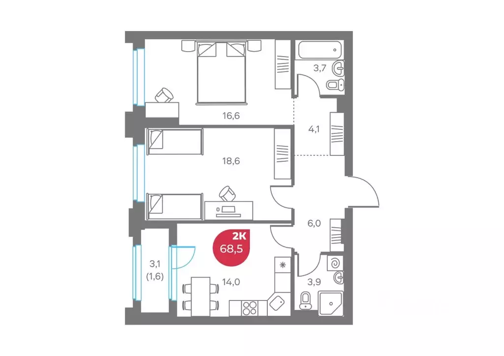 2-к кв. Пермский край, Пермь Советская ул., 16 (68.5 м) - Фото 1