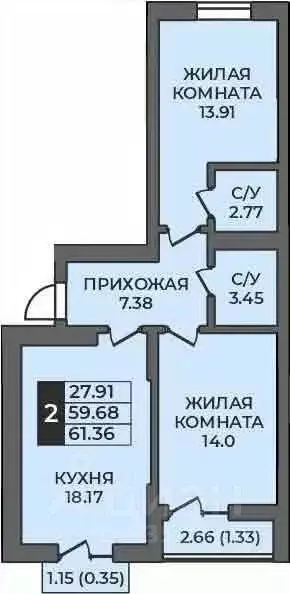 2-к кв. Оренбургская область, Оренбург ул. Ильи Глазунова, 21 (61.36 ... - Фото 0