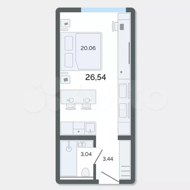 Апартаменты-студия, 26,5 м, 6/13 эт. - Фото 0