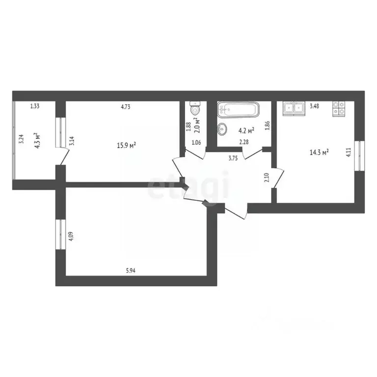2-к кв. Оренбургская область, Оренбург Ростоши мкр, проезд 4-й, 6/1 ... - Фото 2