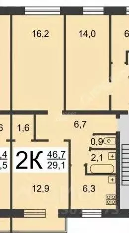 2-к кв. Нижегородская область, Нижний Новгород Ясная ул., 31 (46.7 м) - Фото 1