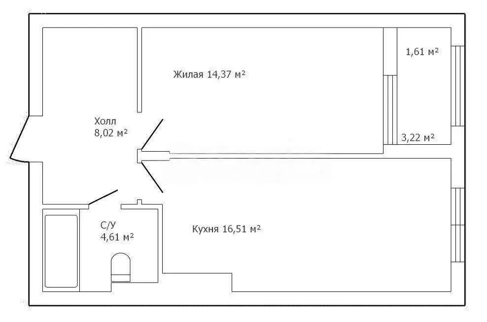 1-комнатная квартира: посёлок Малое Исаково, Первая улица, 1к3 (45.1 ... - Фото 1