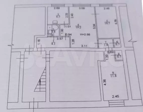 3-к. квартира, 58,1 м, 1/2 эт. - Фото 0