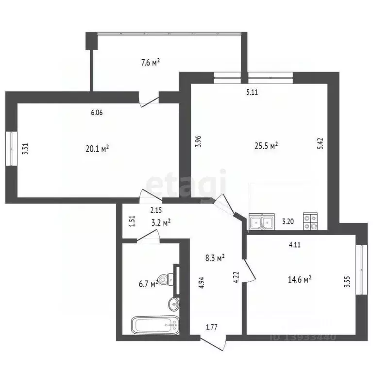 3-к кв. Тюменская область, Тюмень ул. Баумана, 31 (78.4 м) - Фото 1