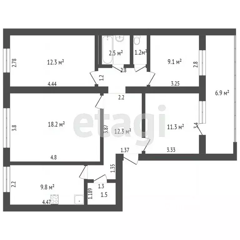 4-к кв. Башкортостан, Стерлитамак ул. Кочетова, 34 (79.4 м) - Фото 2