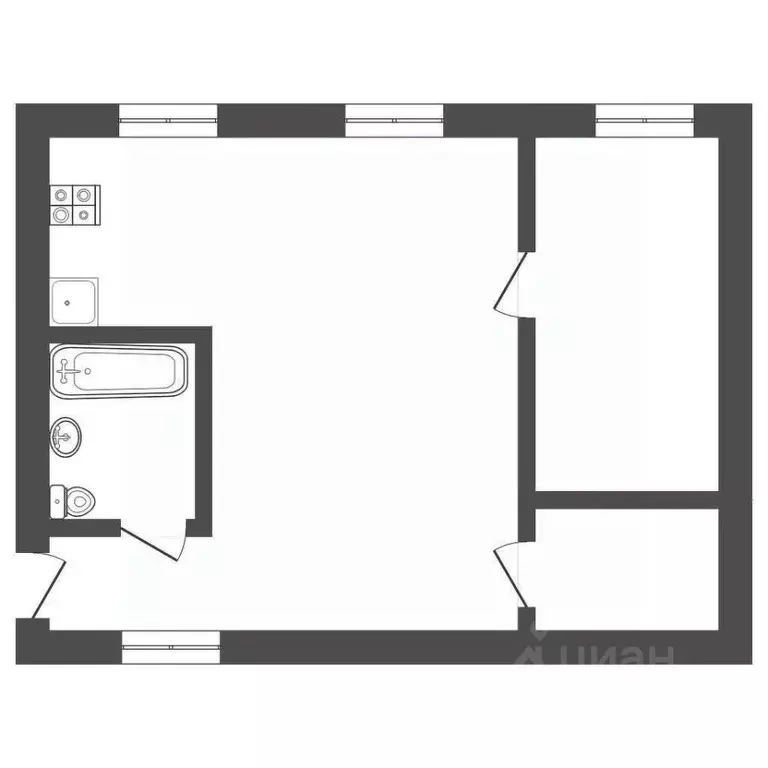 2-к кв. Тульская область, Тула ул. Фрунзе, 22 (45.0 м) - Фото 1